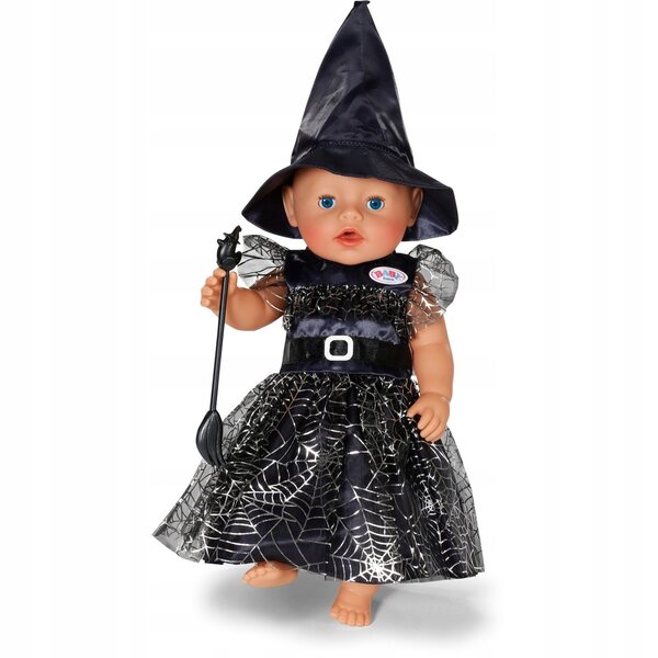 Costume strega per bambole Baby Born 43 cm con scopa e cappello Halloween