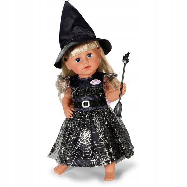 Costume strega per bambole Baby Born 43 cm con scopa e cappello Halloween