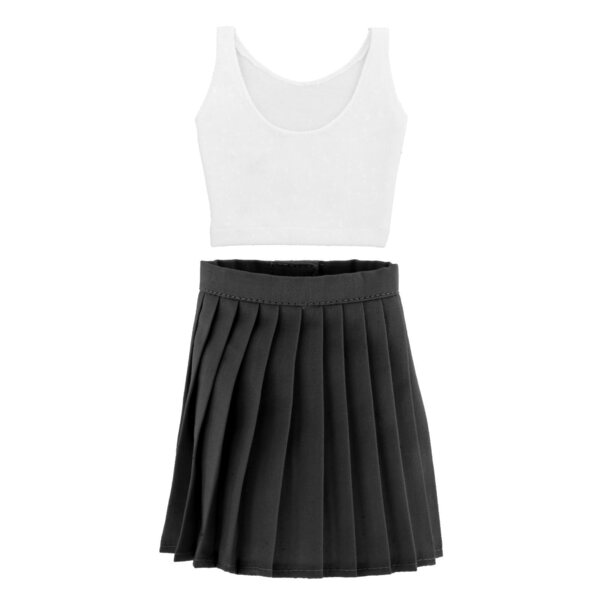 1/3-BJD-Puppen-Outfit – Faltenrock und schwarze Weste aus hochwertigem Stoff