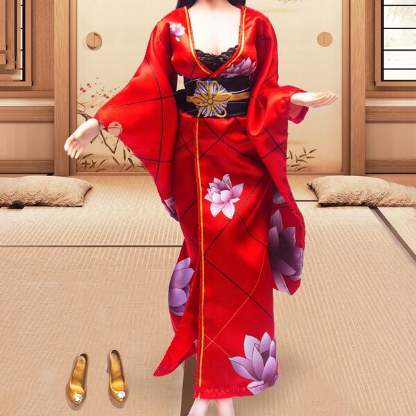 1/6 Japanischer Kimono für Puppen – Traditionelles Kleid für Frauen aus hochwertigem Stoff
