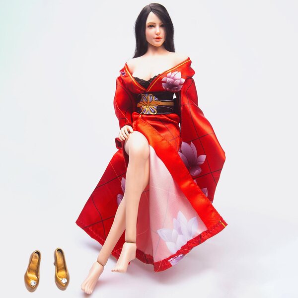 1/6 Japanischer Kimono für Puppen – Traditionelles Kleid für Frauen aus hochwertigem Stoff