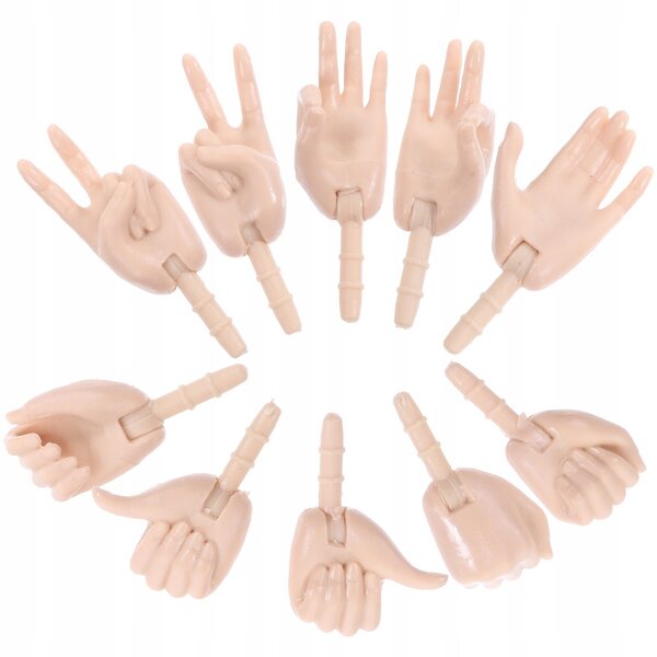 Mini parti mani per bambole in plastica set da 10 pezzi beige compatto e resistente