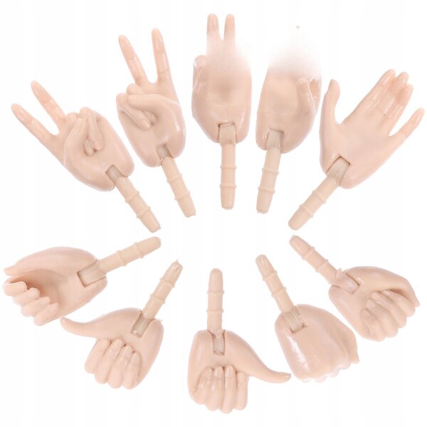 Mini parti mani per bambole in plastica set da 10 pezzi beige compatto e resistente