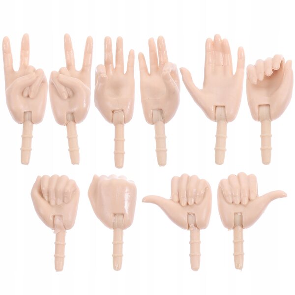 Mini parti mani per bambole in plastica set da 10 pezzi beige compatto e resistente