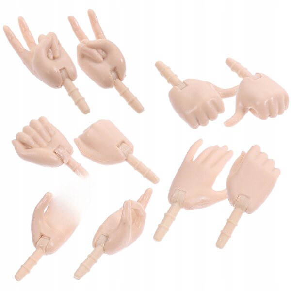 Mini parti mani per bambole in plastica set da 10 pezzi beige compatto e resistente