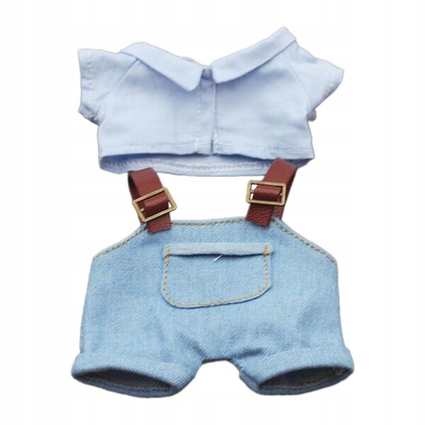 Plüschkleidung für Puppen mit blauem T-Shirt und Hose 17 cm