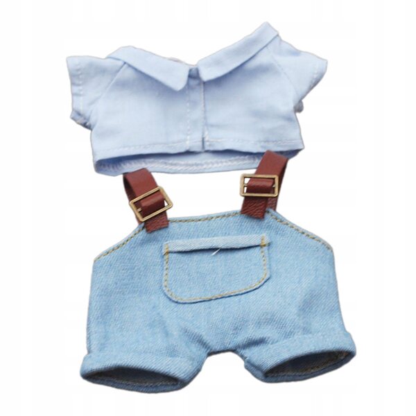 Plüschkleidung für Puppen mit blauem T-Shirt und Hose 17 cm