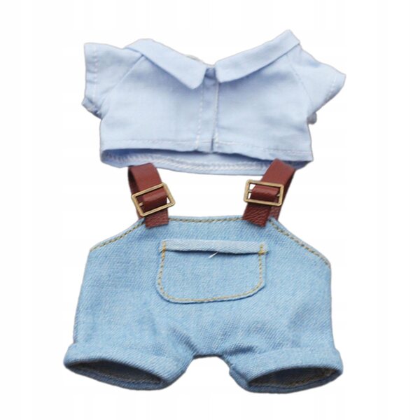 Plüschkleidung für Puppen mit blauem T-Shirt und Hose 17 cm
