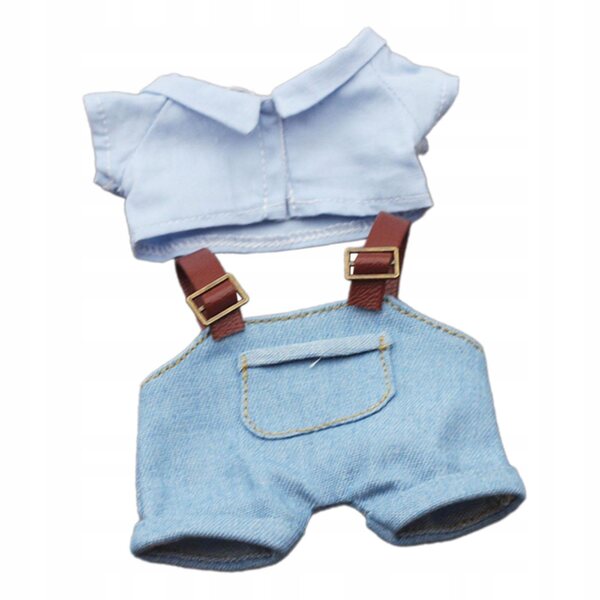 Plüschkleidung für Puppen mit blauem T-Shirt und Hose 17 cm