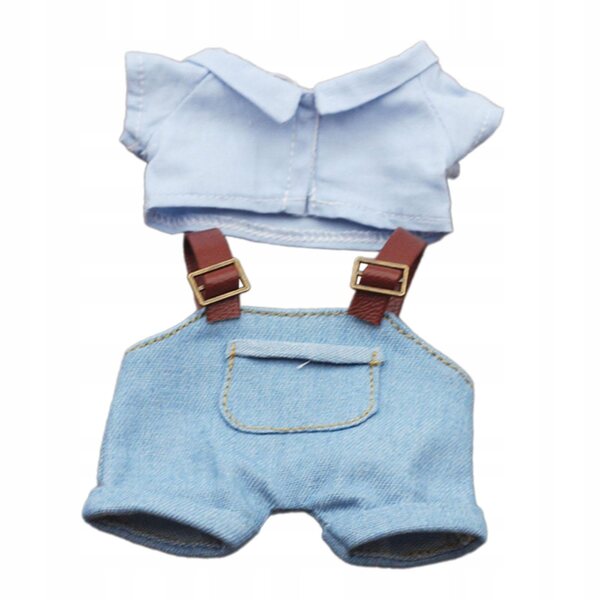 Plüschkleidung für Puppen mit blauem T-Shirt und Hose 17 cm