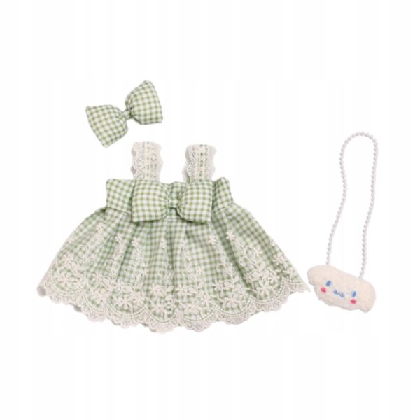 Prinzessinnenkleid für 38-cm-Puppen mit grünem Haarschmuck
