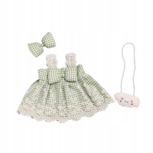 Prinzessinnenkleid für 38-cm-Puppen mit grünem Haarschmuck