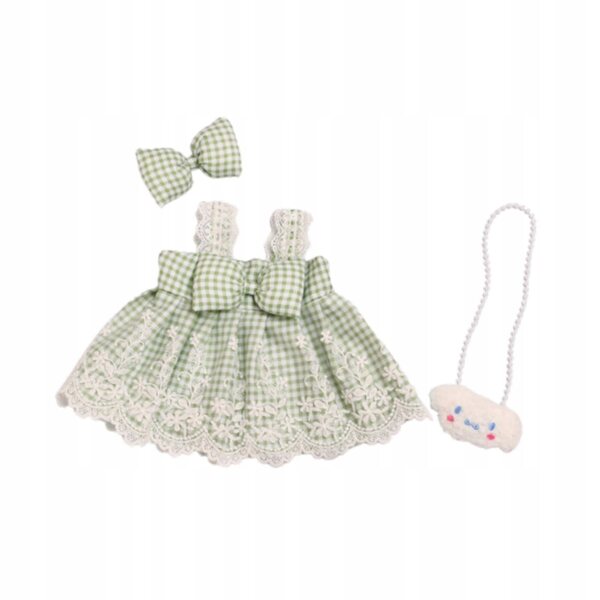 Prinzessinnenkleid für 38-cm-Puppen mit grünem Haarschmuck