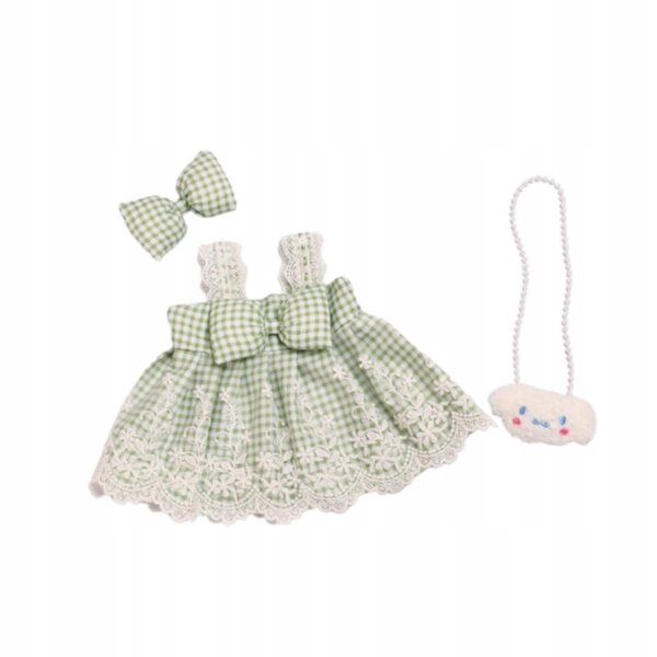 Prinzessinnenkleid für 38-cm-Puppen mit grünem Haarschmuck