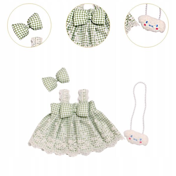 Prinzessinnenkleid für 38-cm-Puppen mit grünem Haarschmuck