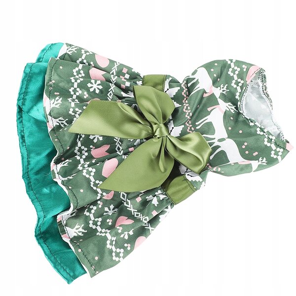 Hundekleid mit Weihnachtsmuster – Herzen und Hirschmuster, weiches Polyester