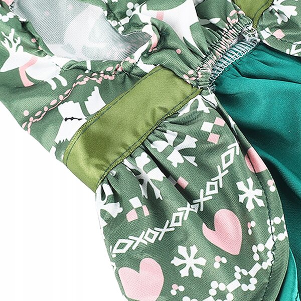 Hundekleid mit Weihnachtsmuster – Herzen und Hirschmuster, weiches Polyester