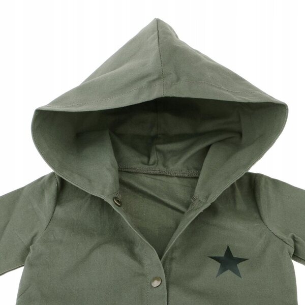 BJD Herrenbekleidungsset 70 cm – grüner Trenchcoat mit Kapuze für bewegliche Puppen