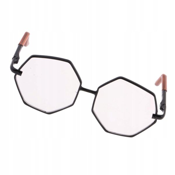 Occhiali Moda con Montatura Nera Esagonale per Bambole Blythe 12 pollici