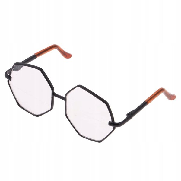 Occhiali Moda con Montatura Nera Esagonale per Bambole Blythe 12 pollici