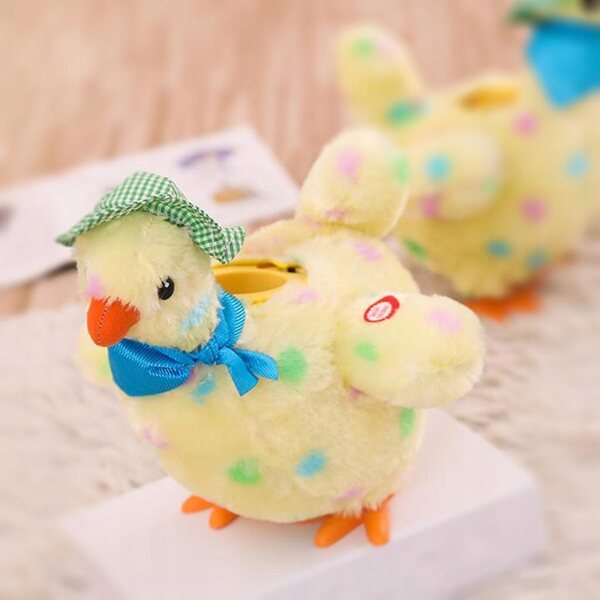 Gallina di peluche che depone le uova con musica e danza, morbida e interattiva