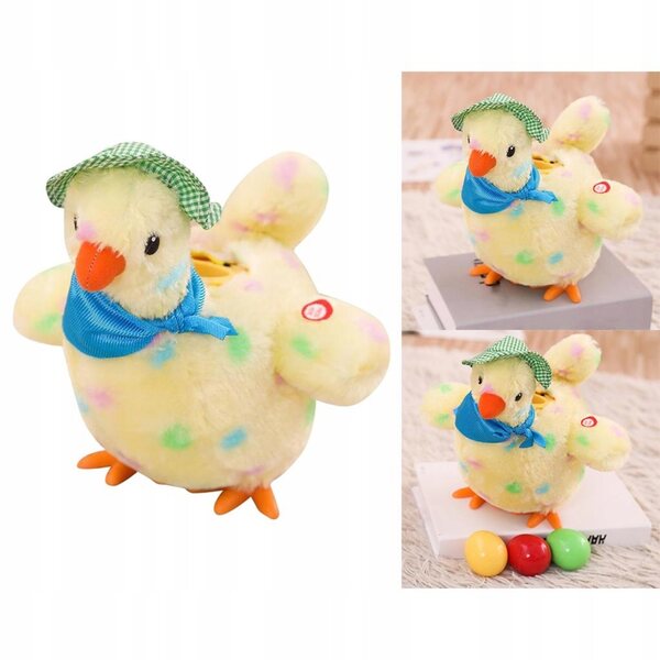 Gallina di peluche che depone le uova con musica e danza, morbida e interattiva