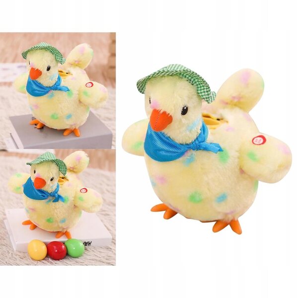 Gallina di peluche che depone le uova con musica e danza, morbida e interattiva