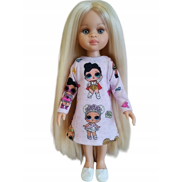 Rosa Kleid für Paola Reina 32 cm Puppe, Kleidung mit Klettverschluss