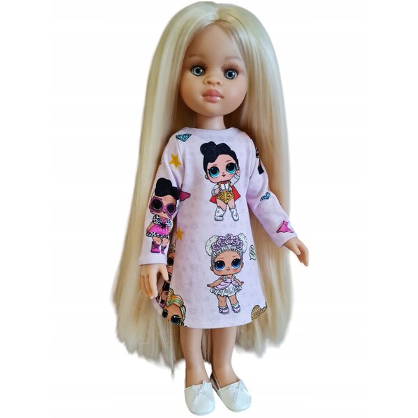 Rosa Kleid für Paola Reina 32 cm Puppe, Kleidung mit Klettverschluss