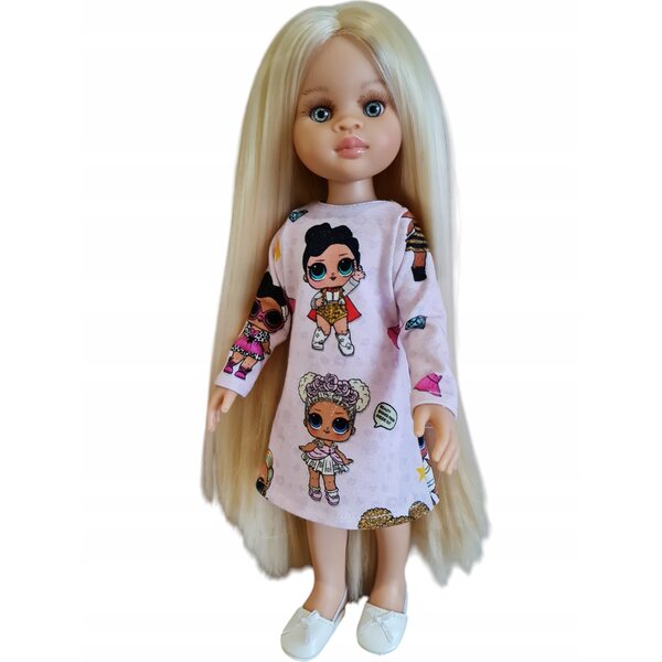 Rosa Kleid für Paola Reina 32 cm Puppe, Kleidung mit Klettverschluss