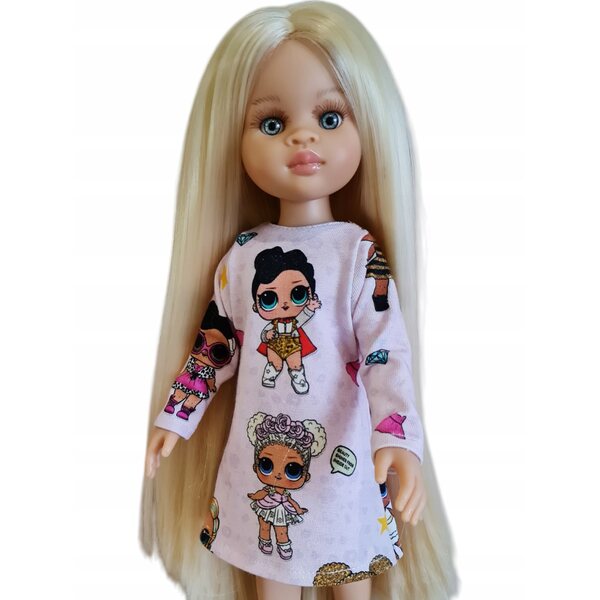 Rosa Kleid für Paola Reina 32 cm Puppe, Kleidung mit Klettverschluss