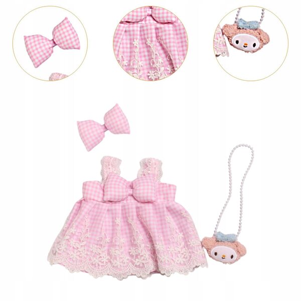 Rosa Prinzessinnenkleid mit Accessoires für 38-cm-Puppen – Modeset
