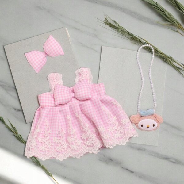 Rosa Prinzessinnenkleid mit Accessoires für 38-cm-Puppen – Modeset