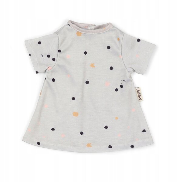 Kleid für 36–40 cm große Puppen aus weichem Jersey mit buntem Skrållan-Muster