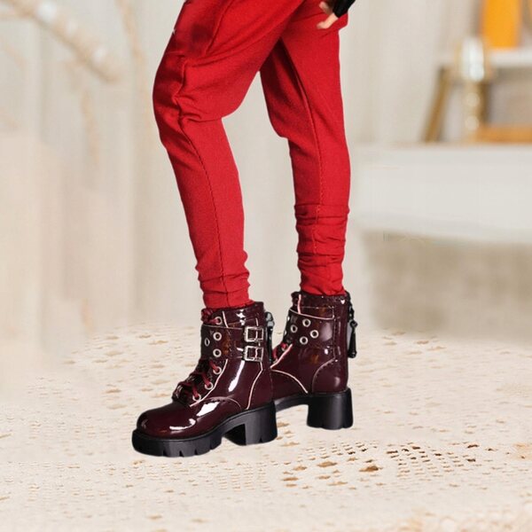 Scarpe con tacco in scala 1:6 per action figure femminili rosse in pelle PU