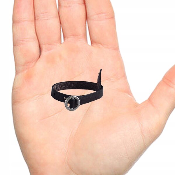 Cintura miniatura per bambole 1:12 in PU nero, accessorio dettagliato