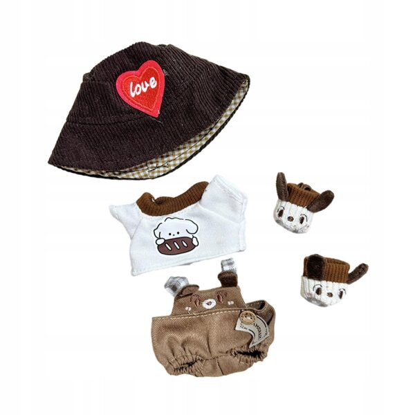 Bekleidungsset für Puppen 15-17 cm mit braunem Hut und Schuhen