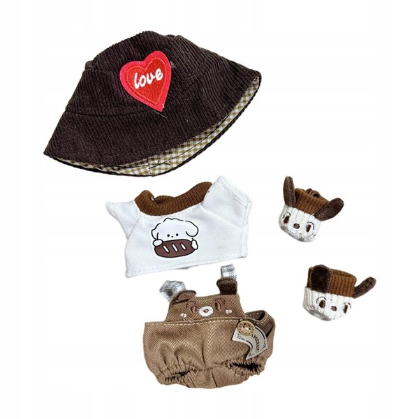 Bekleidungsset für Puppen 15-17 cm mit braunem Hut und Schuhen