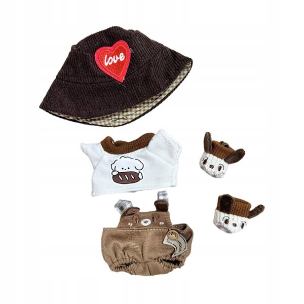 Bekleidungsset für Puppen 15-17 cm mit braunem Hut und Schuhen