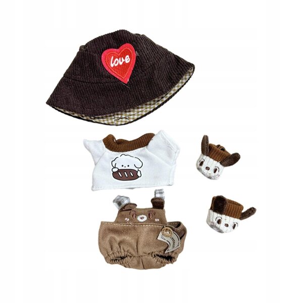 Bekleidungsset für Puppen 15-17 cm mit braunem Hut und Schuhen