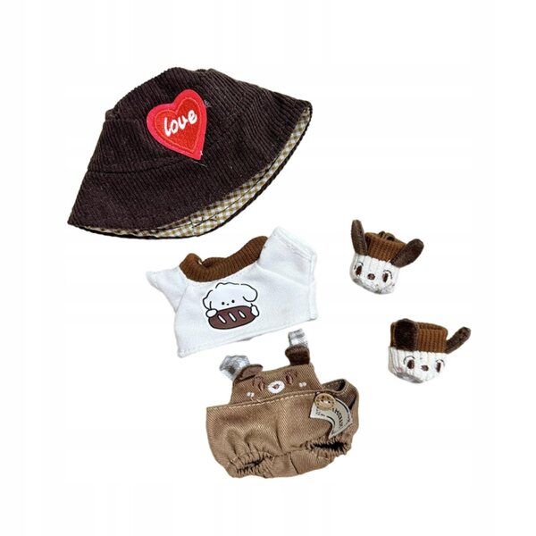 Bekleidungsset für Puppen 15-17 cm mit braunem Hut und Schuhen