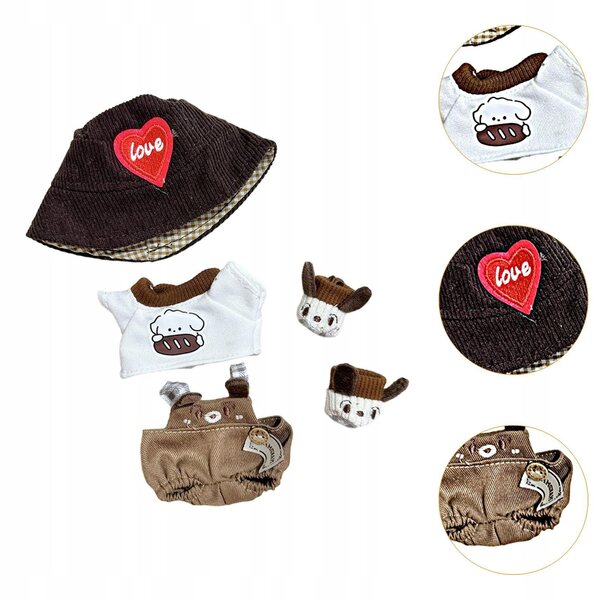 Bekleidungsset für Puppen 15-17 cm mit braunem Hut und Schuhen