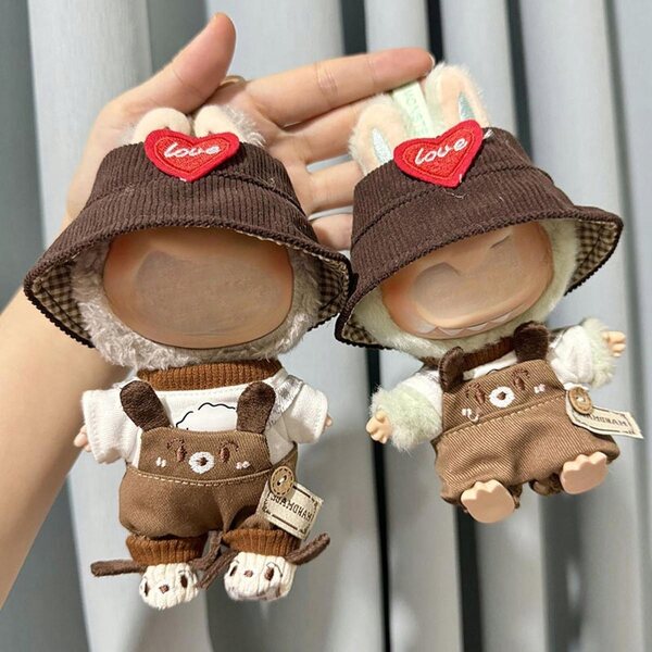 Bekleidungsset für Puppen 15-17 cm mit braunem Hut und Schuhen