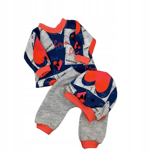 Kleidung für 30 cm Puppe – Overall mit Herzen aus hochwertiger Baumwolle