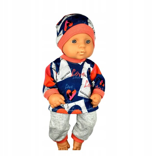 Kleidung für 30 cm Puppe – Overall mit Herzen aus hochwertiger Baumwolle