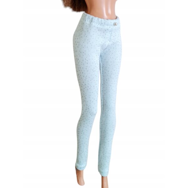 Klassische Puppenhose aus blauem Brokatstoff mit Gummizug