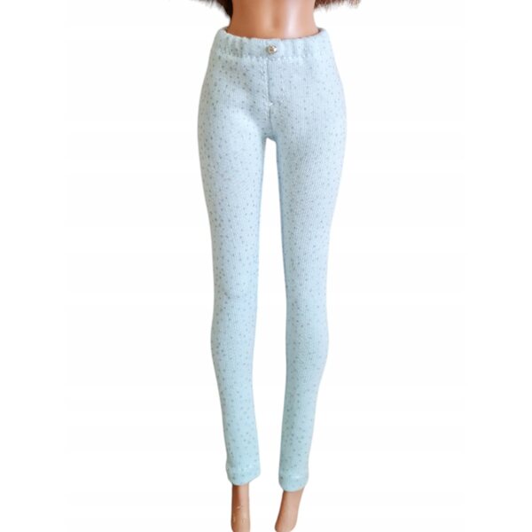 Klassische Puppenhose aus blauem Brokatstoff mit Gummizug
