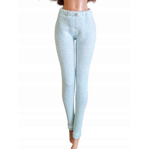 Klassische Puppenhose aus blauem Brokatstoff mit Gummizug