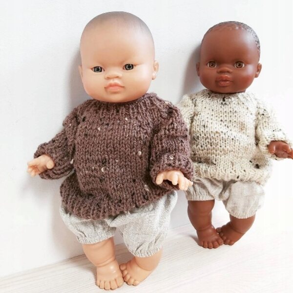 Maglione per Bambole Miniland 38cm e Paola Reina in Tweed Marrone