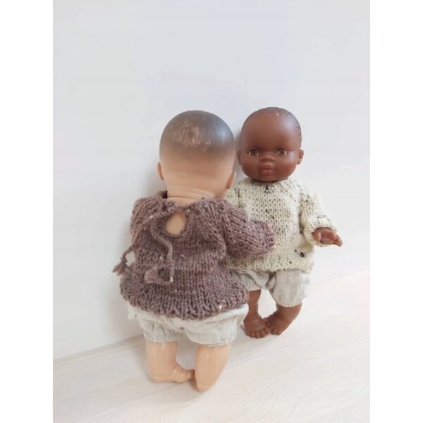 Maglione per Bambole Miniland 38cm e Paola Reina in Tweed Marrone